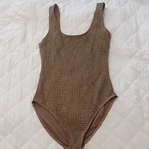 Maje Brown Textured Swimsuit